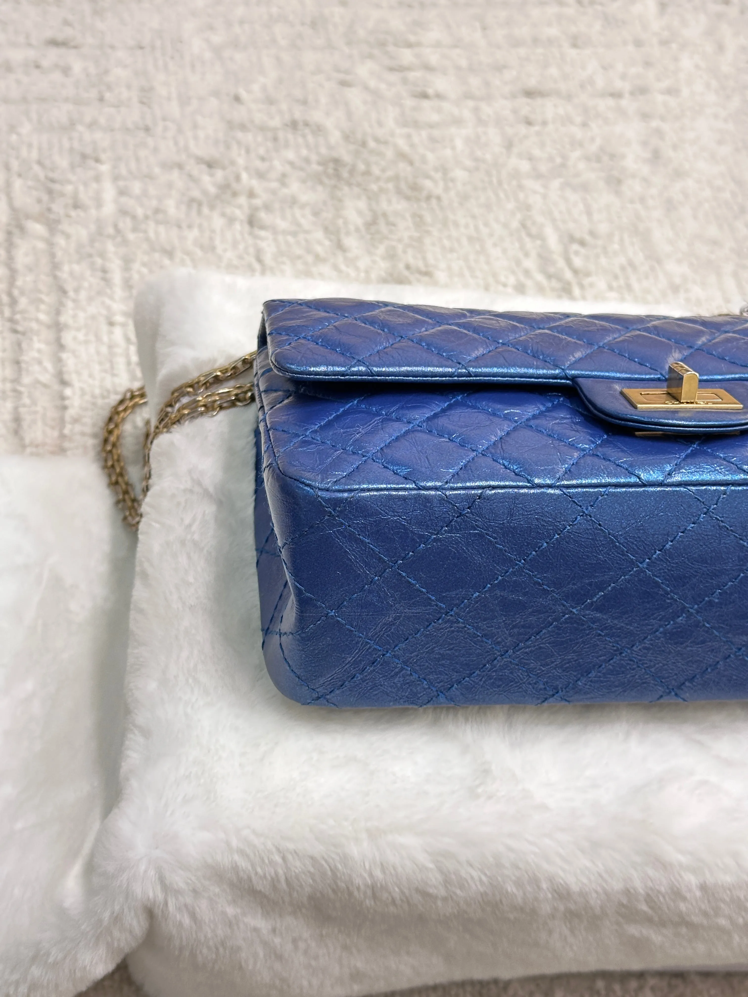 19A Chanel Iridescent Royal Electric Blue 2.55 225 Medium Reissue Flap Bag