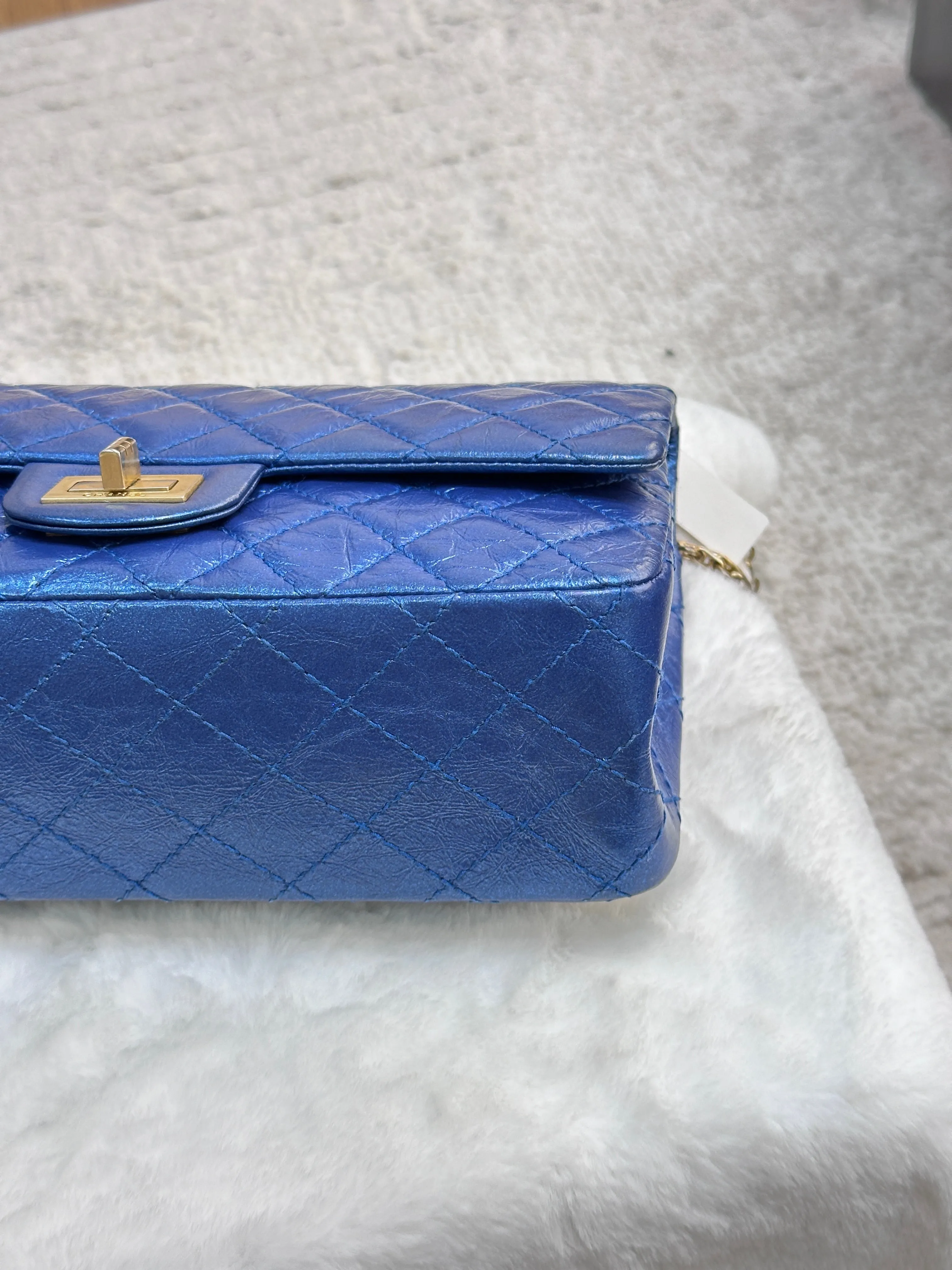 19A Chanel Iridescent Royal Electric Blue 2.55 225 Medium Reissue Flap Bag