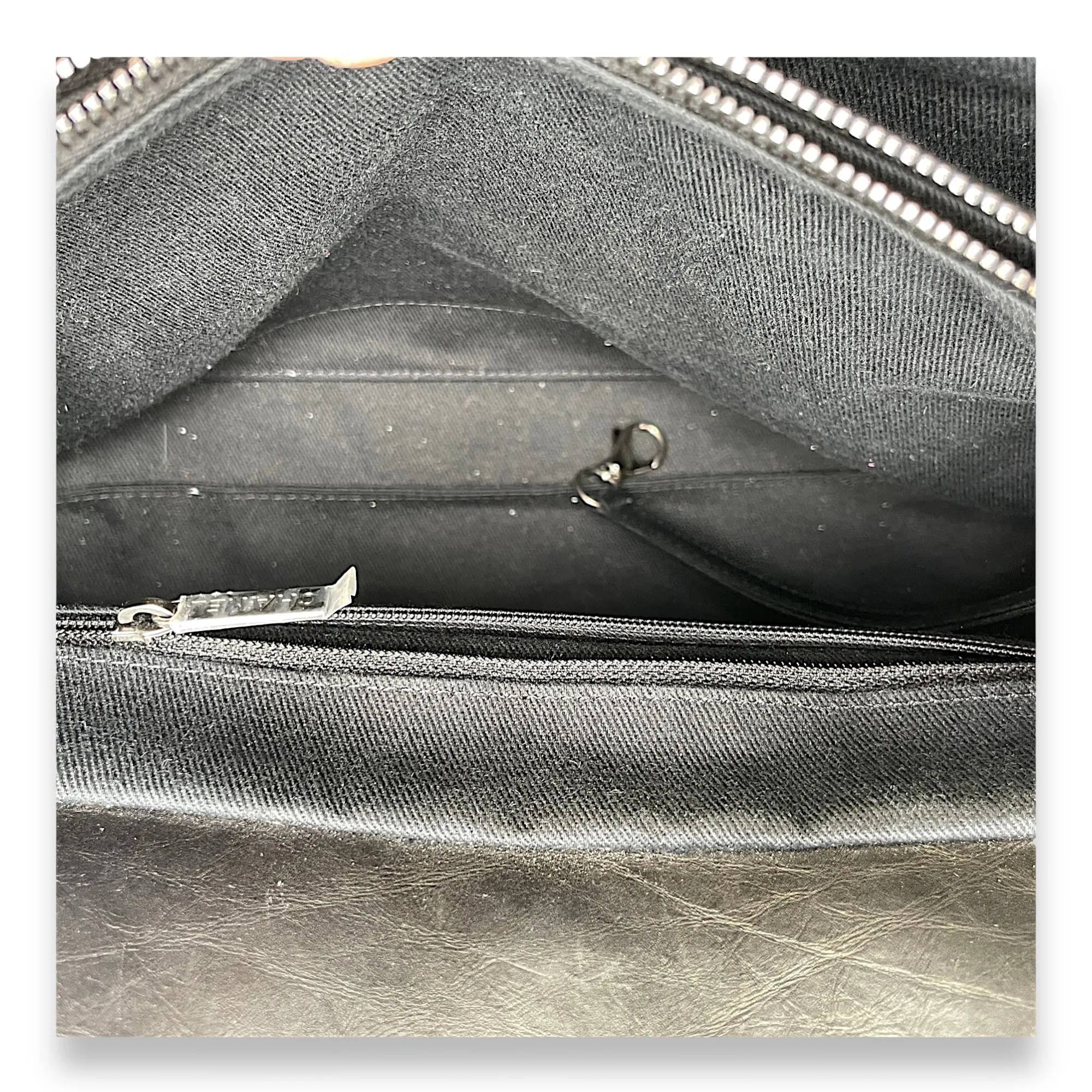 2.55 Black Tote Bag in Calfskin, Ruthenium hardware