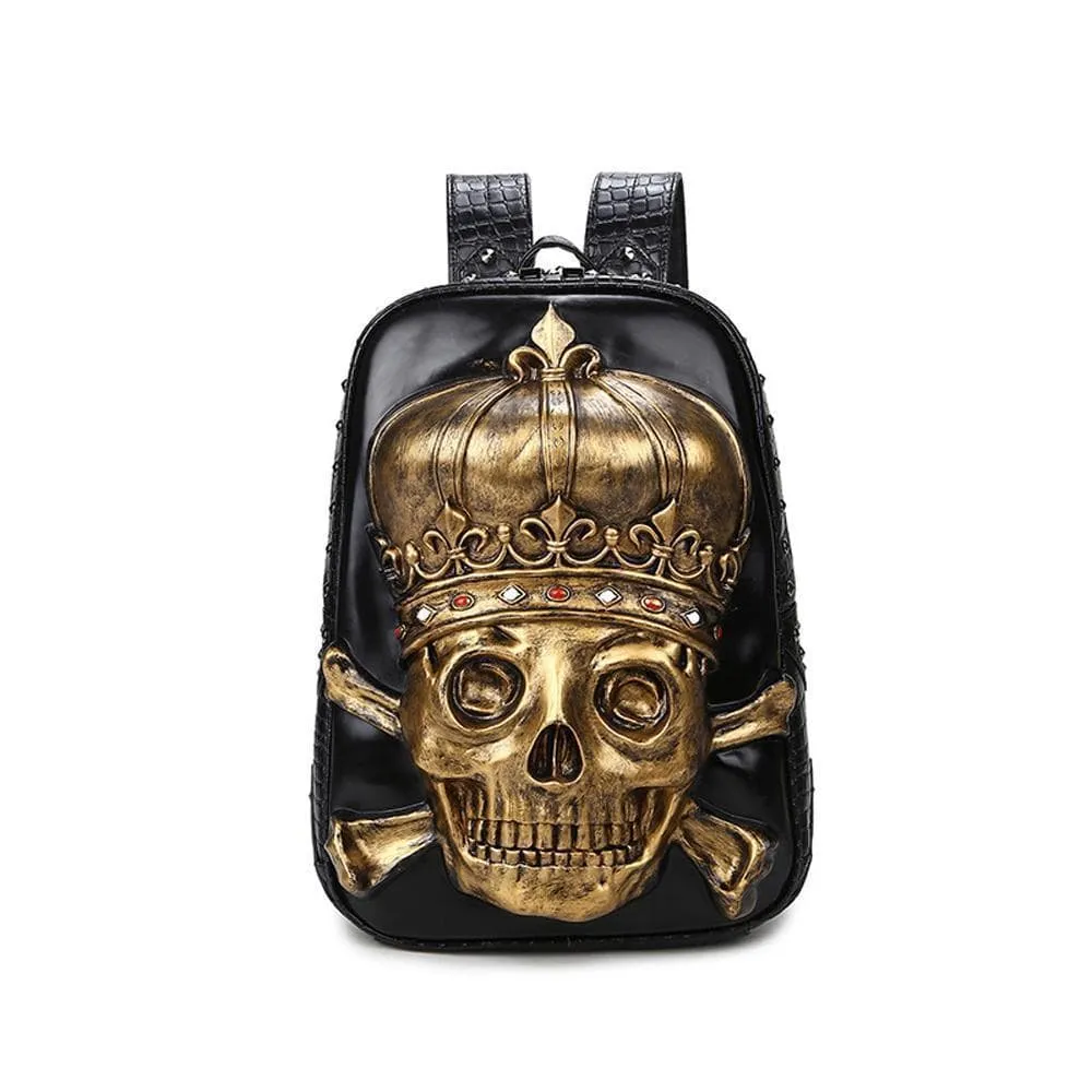 3D Backpack ,Fashion Punk Backpack, 3D Pirate Skull Crown Knapsack