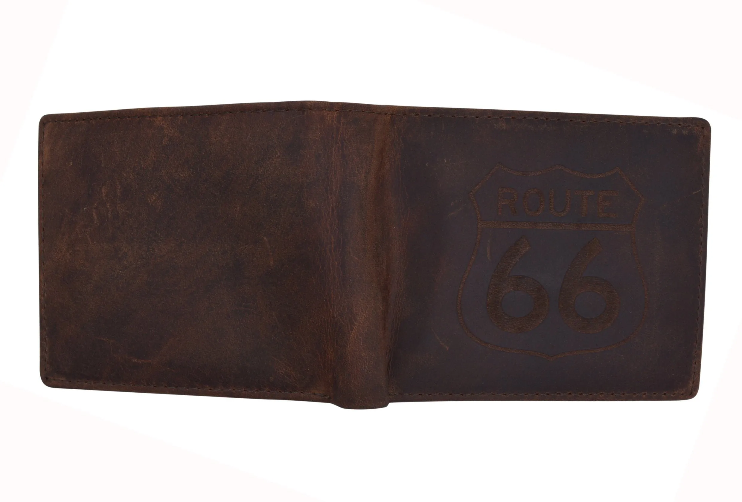 AFONiE RFID Rustic Men Wallet-Route66 Design Craft Stamp