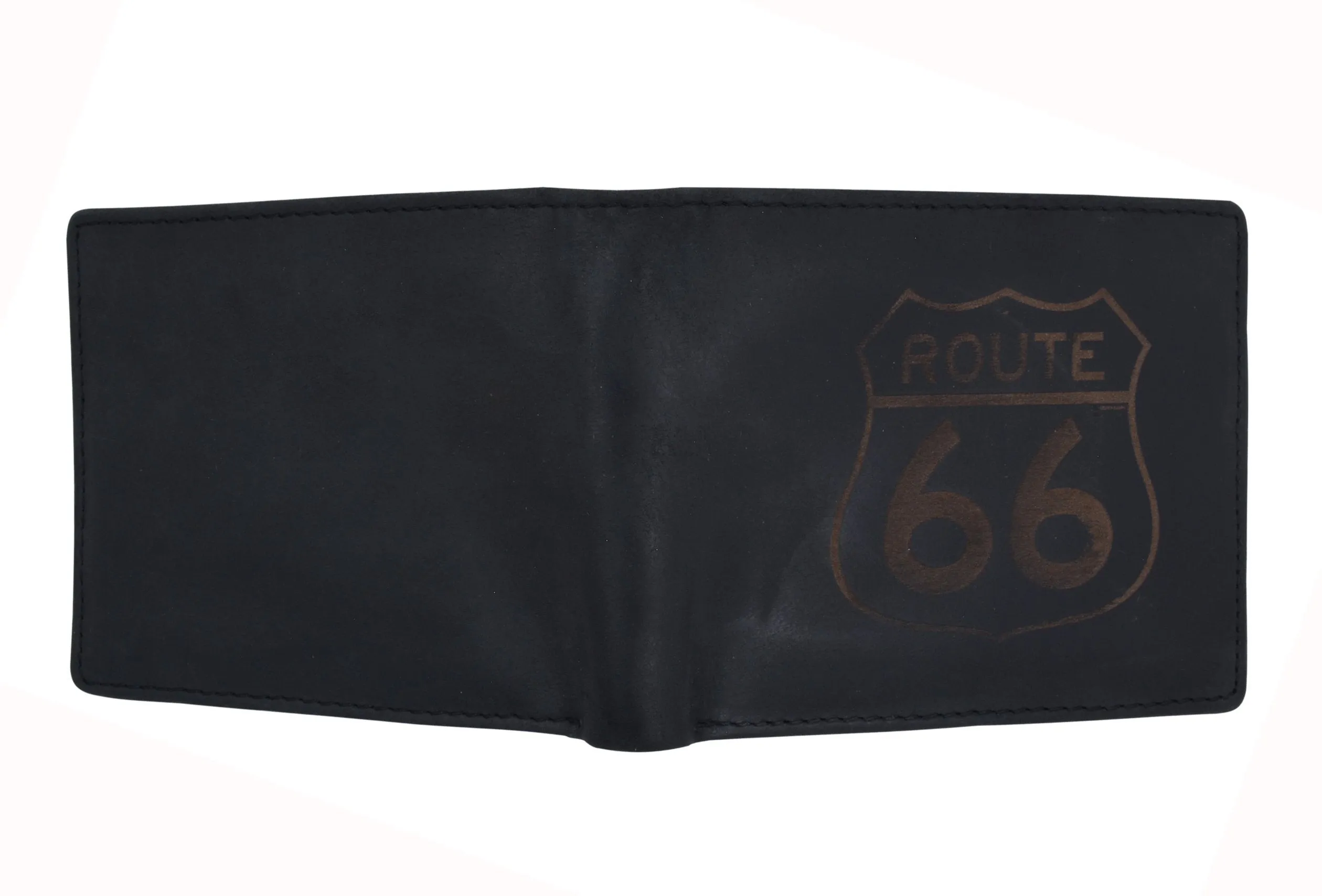 AFONiE RFID Rustic Men Wallet-Route66 Design Craft Stamp