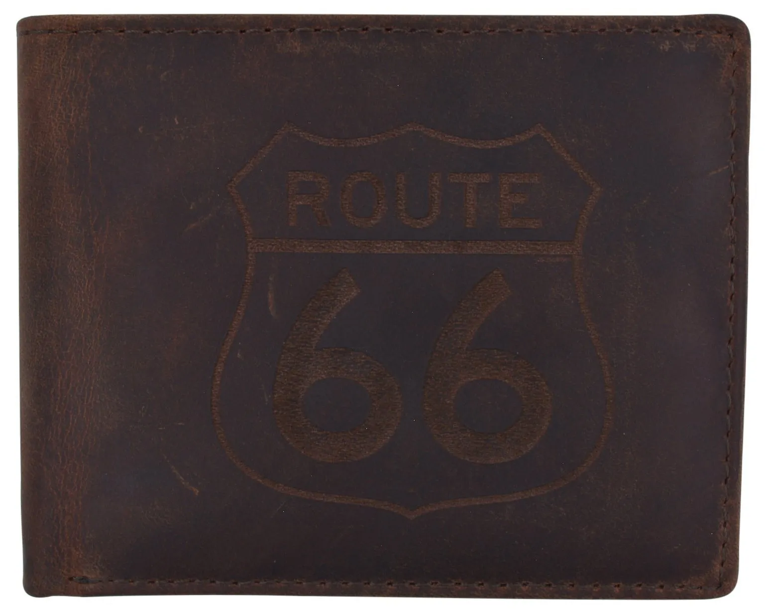 AFONiE RFID Rustic Men Wallet-Route66 Design Craft Stamp