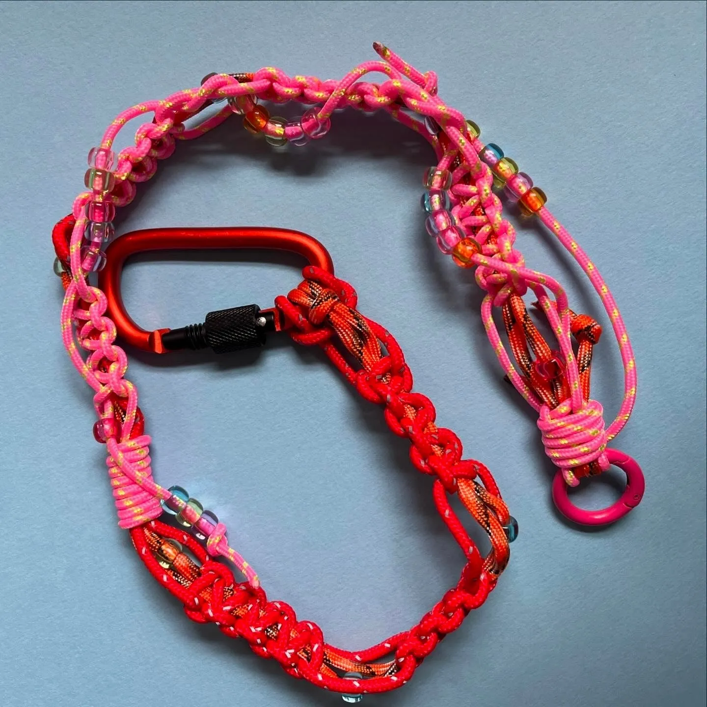 Bag charm lanyard purse strap red pink