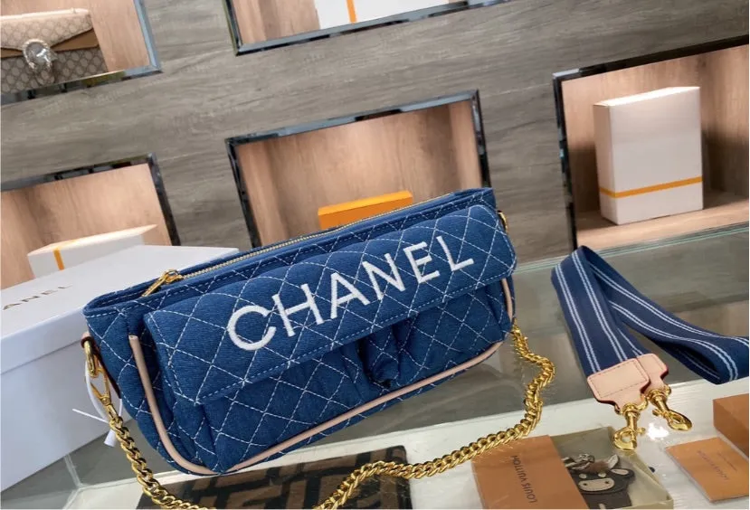 Blue denim Chanel woman handbag