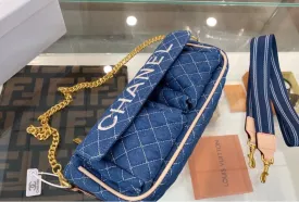 Blue denim Chanel woman handbag