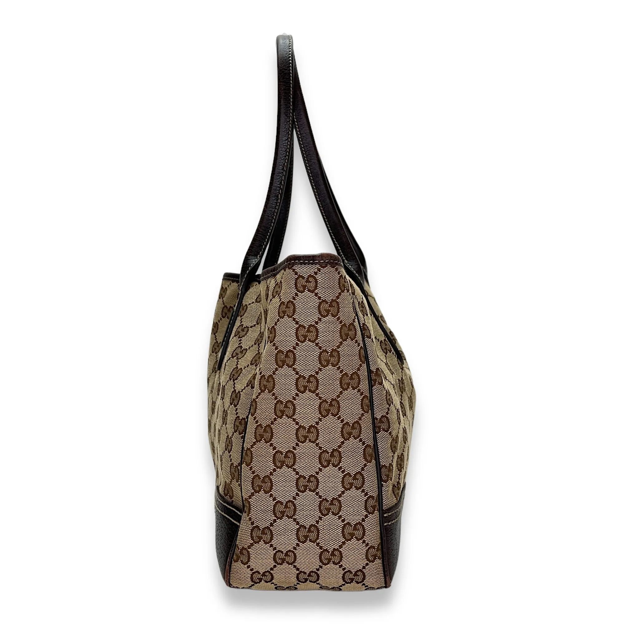 Bow GG Brown Tote Bag in Canvas, Gold hardware