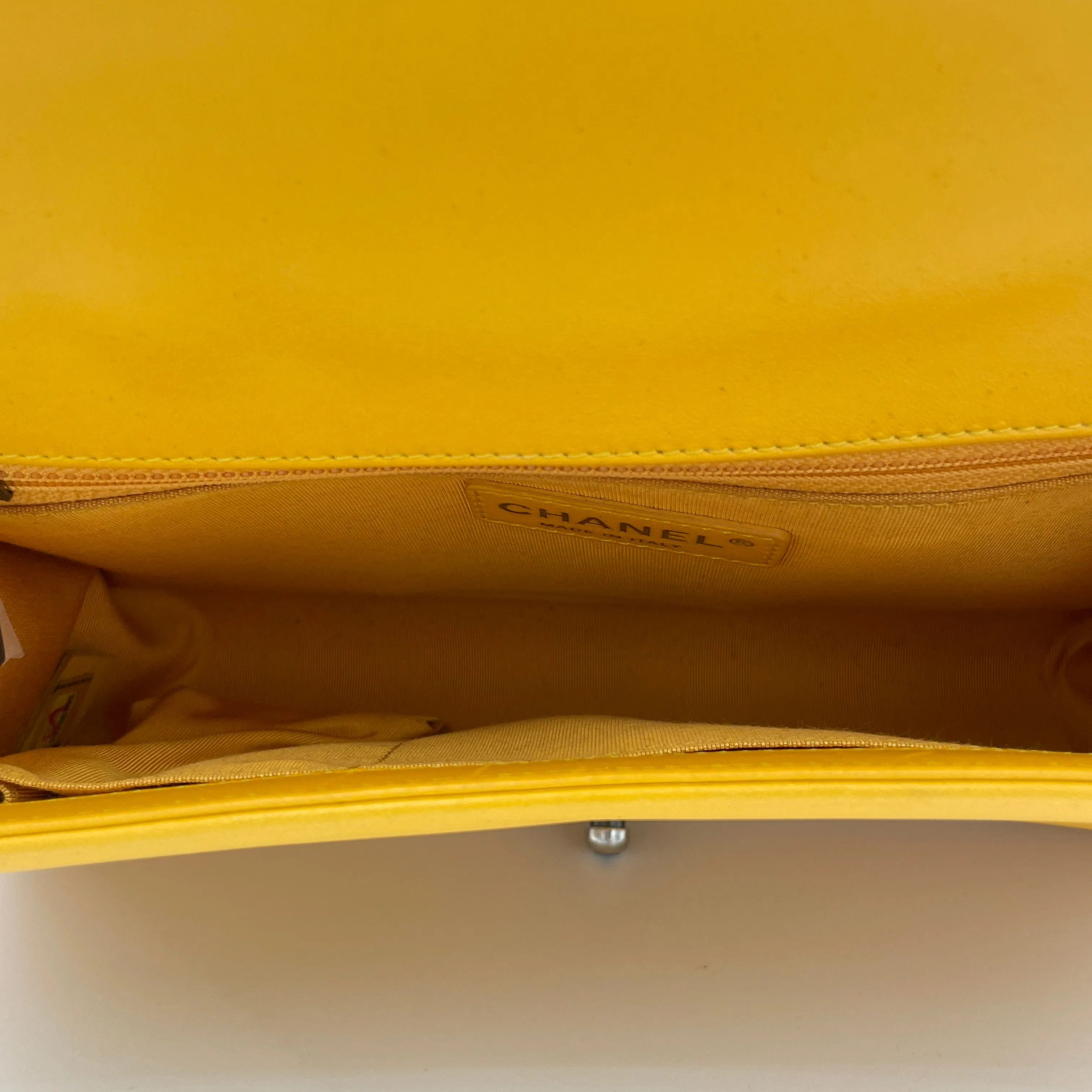 Boy Large Yellow Shoulder Bag in Lambskin, Ruthenium hardware