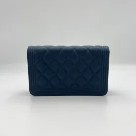 Boy WOC Navy Wallet on Chain in Caviar Leather, Silver hardware