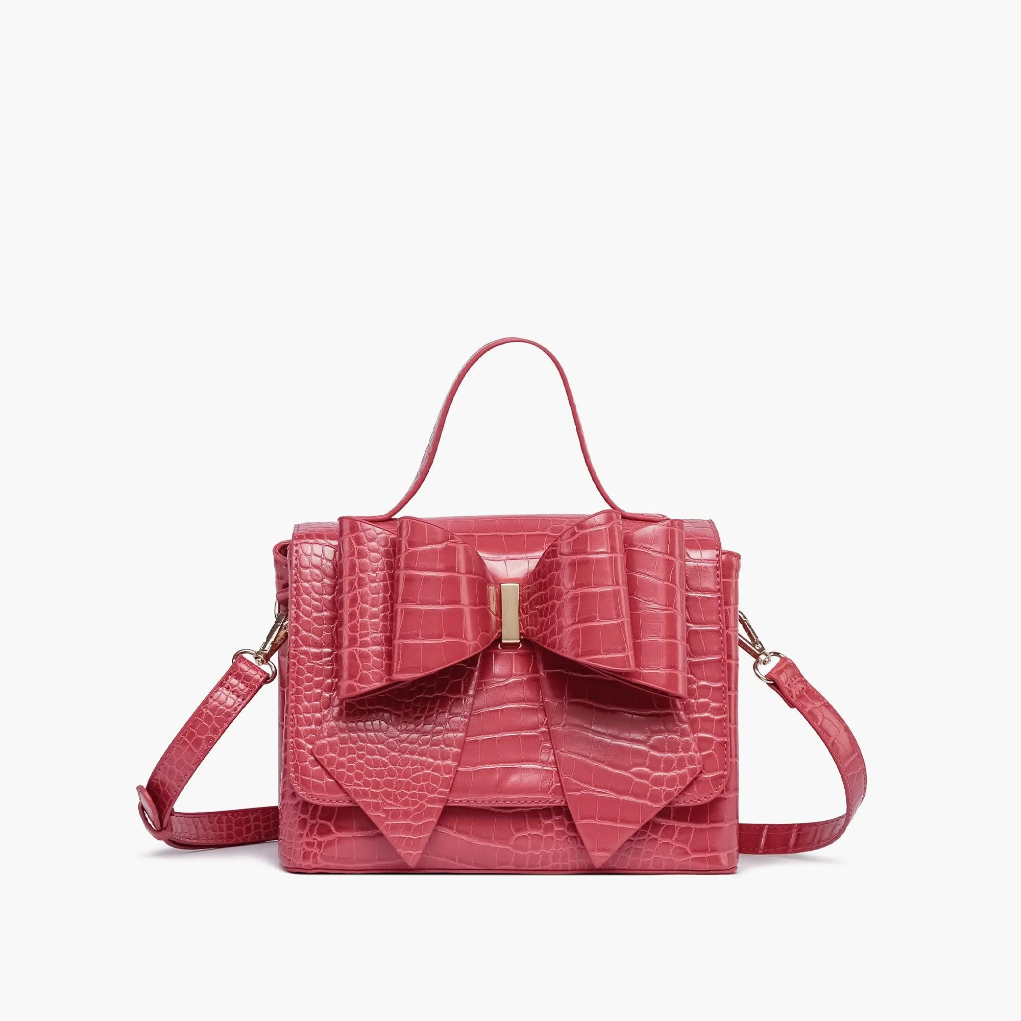 Celia Double Bowtie Embossed Crossbody Bag