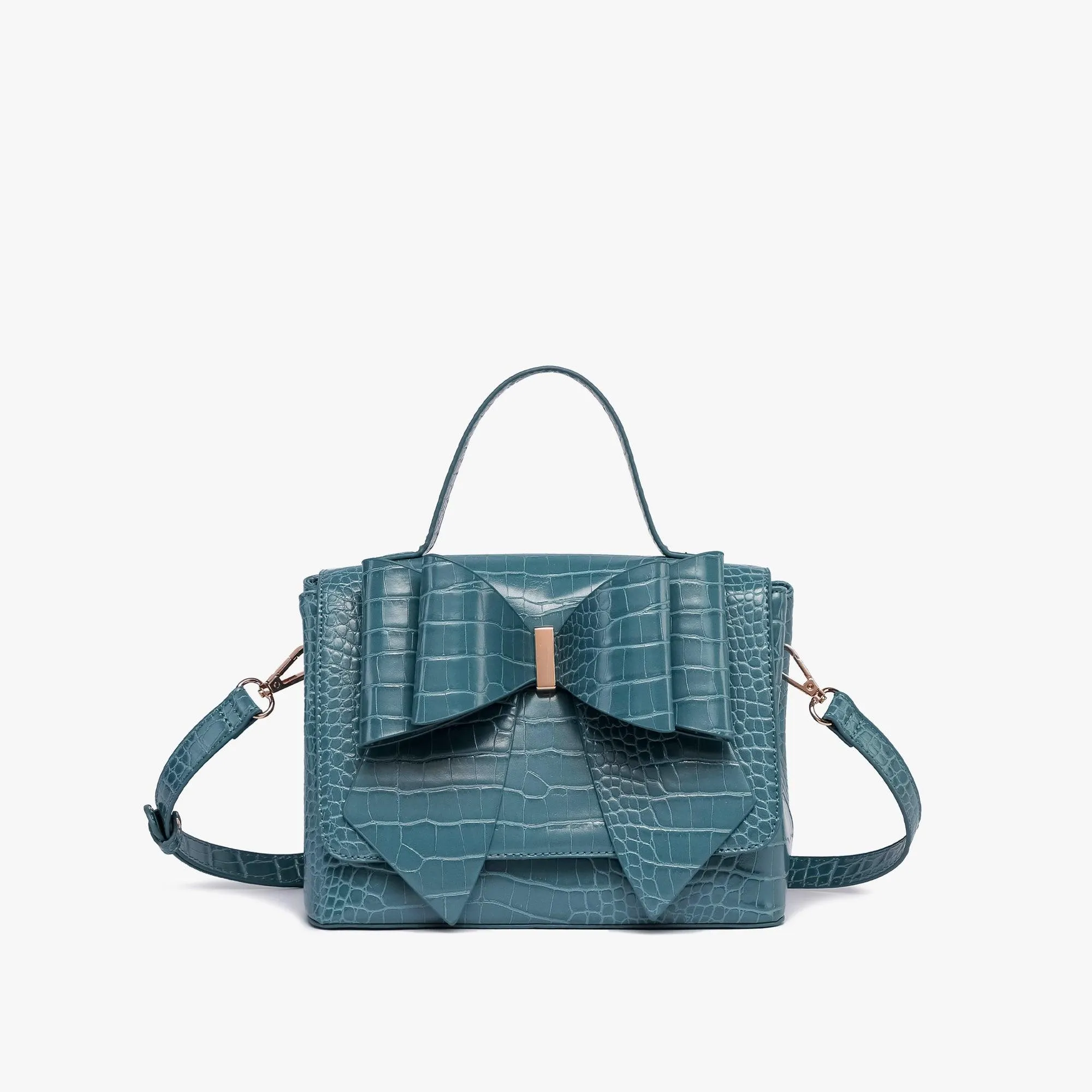 Celia Double Bowtie Embossed Crossbody Bag