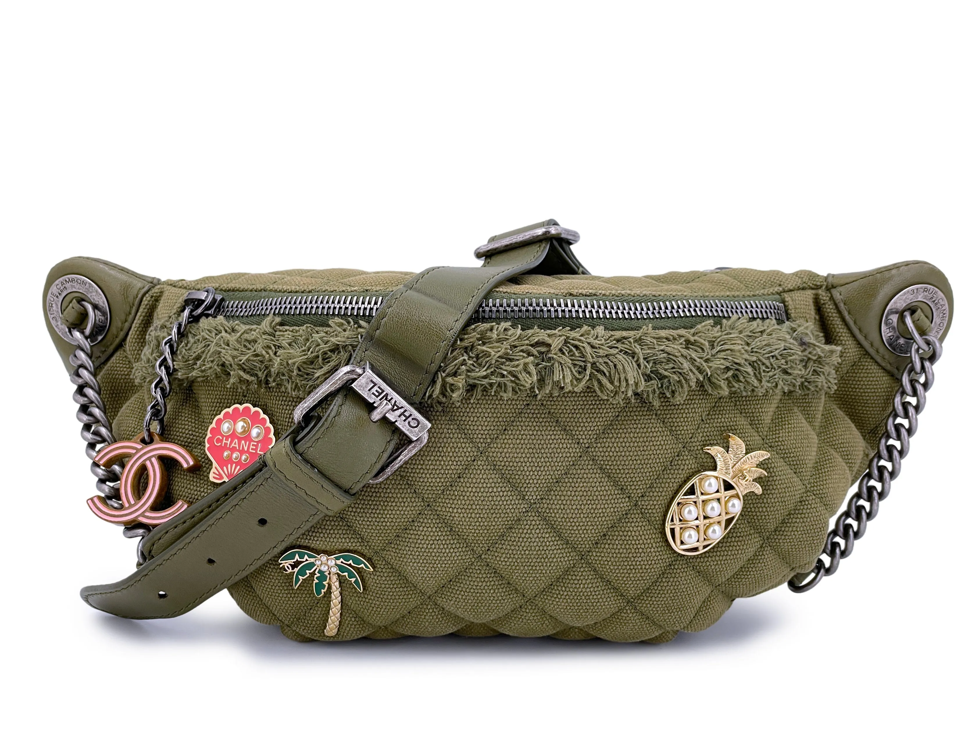 Chanel 17C Coco Cuba Khaki Banane Fanny Pack Belt Bag RHW