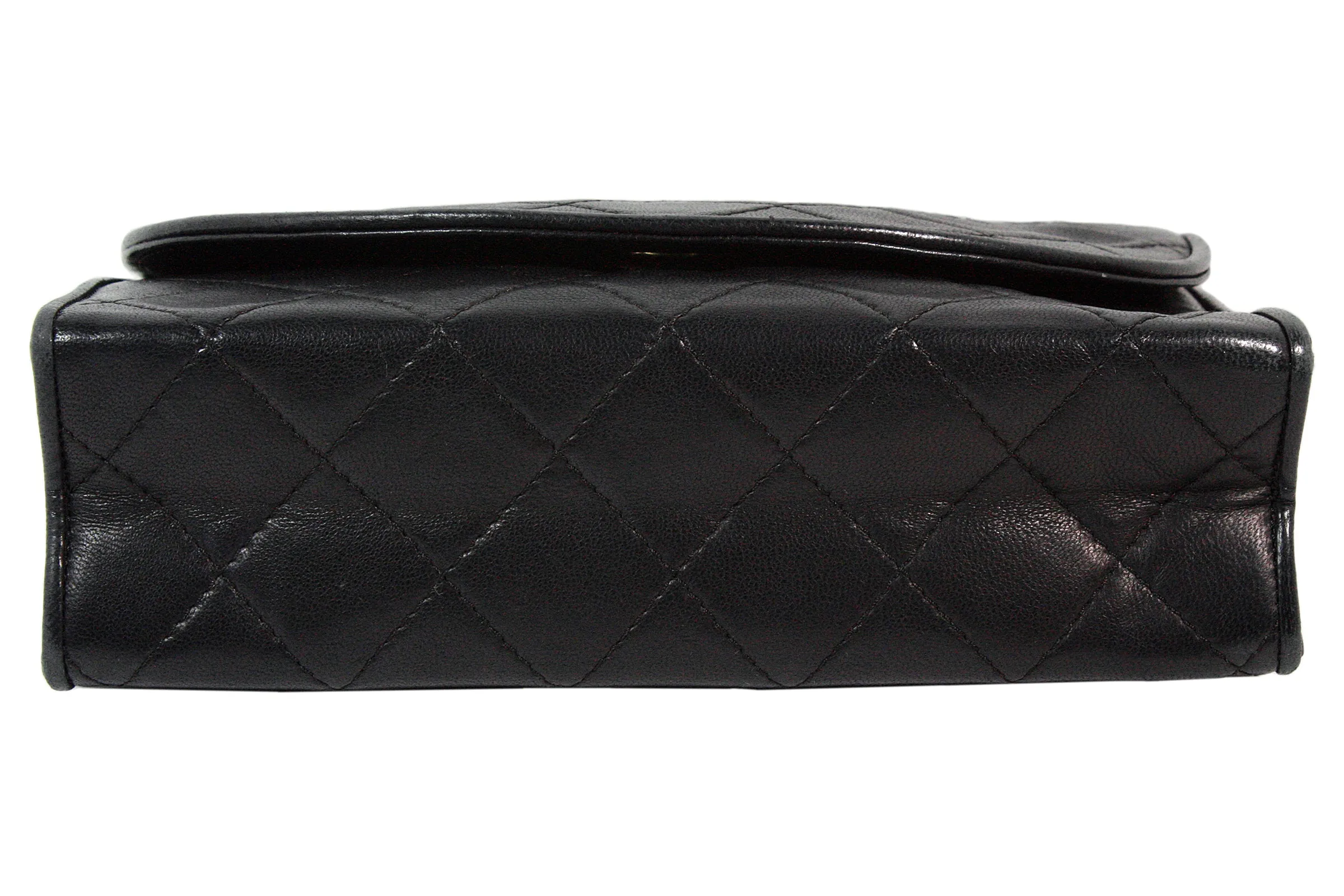 CHANEL 1990s Quilted Black Leather Crossbody Bag with Tassel