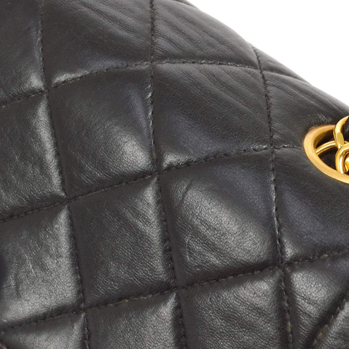 CHANEL 1994-1996 Border Flap Handbag Mini Black Lambskin 54890