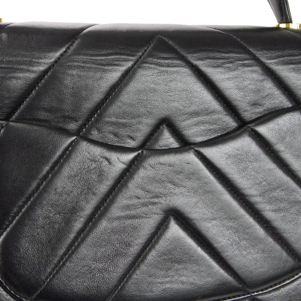 CHANEL 1994-1996 Chevron Handbag Black Lambskin 27062