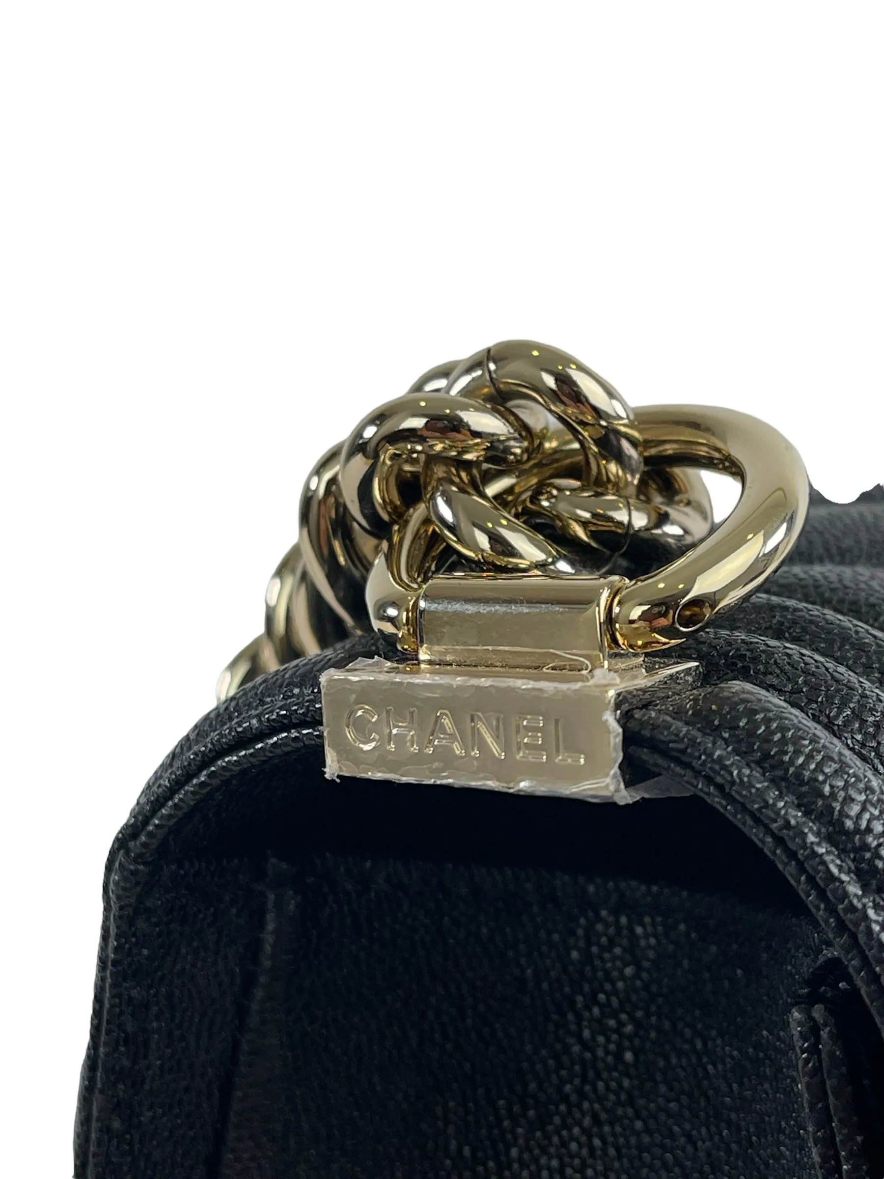 Chanel Black Caviar Leather Boy Flap