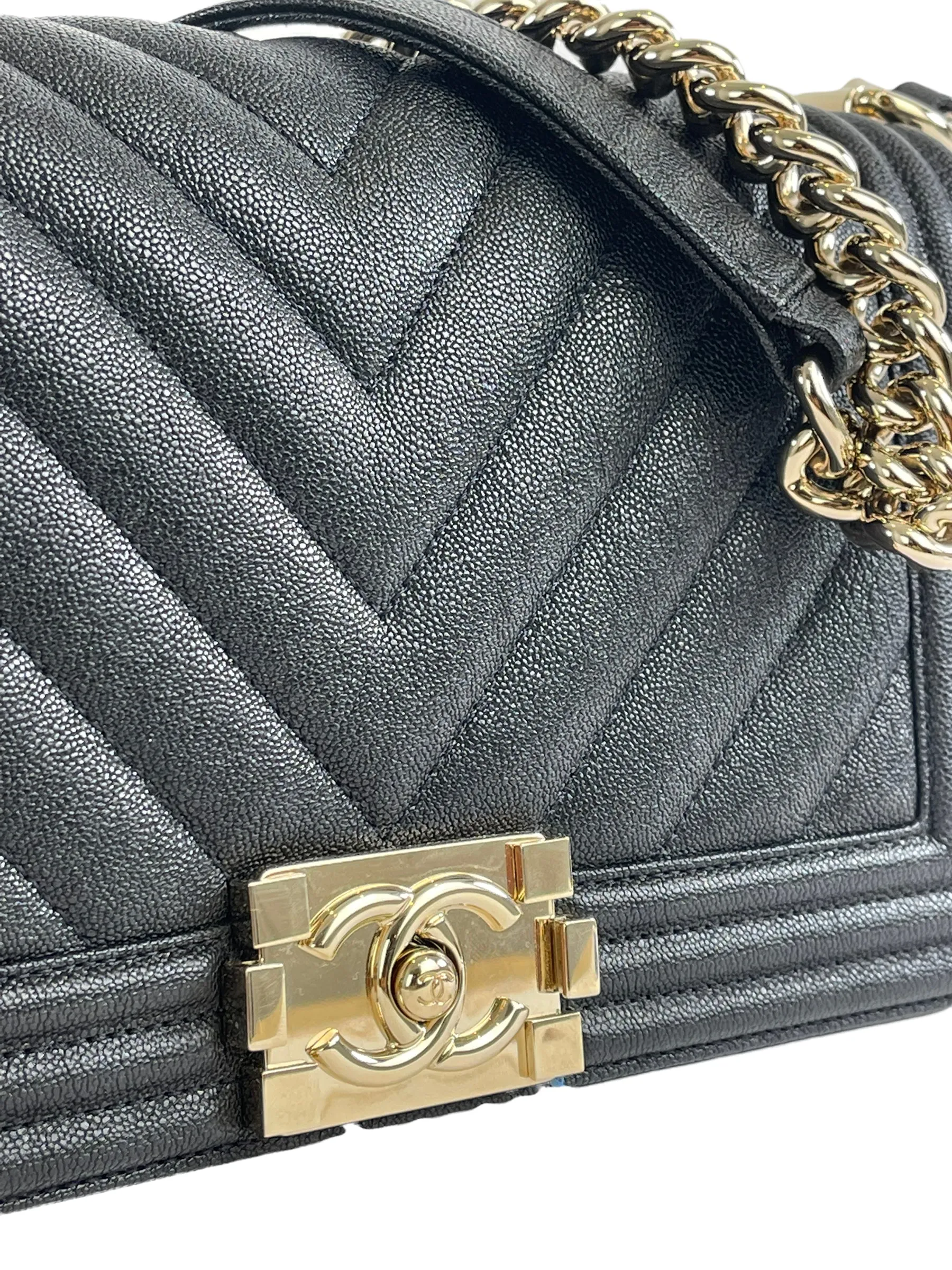 Chanel Black Caviar Leather Boy Flap