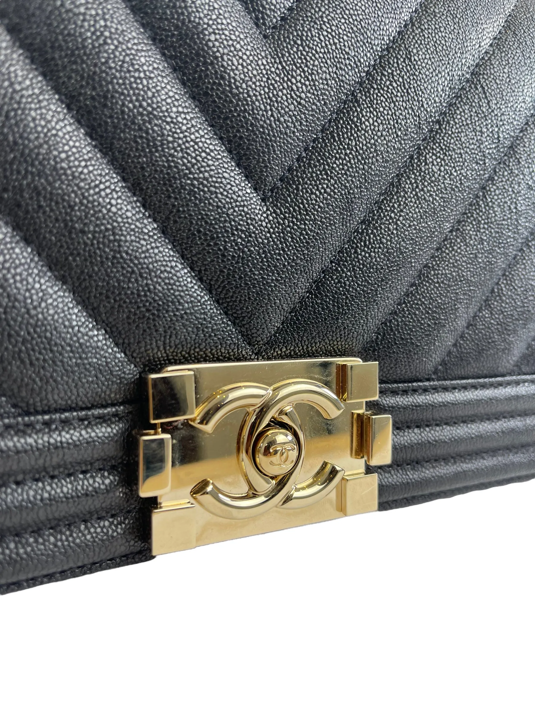 Chanel Black Caviar Leather Boy Flap