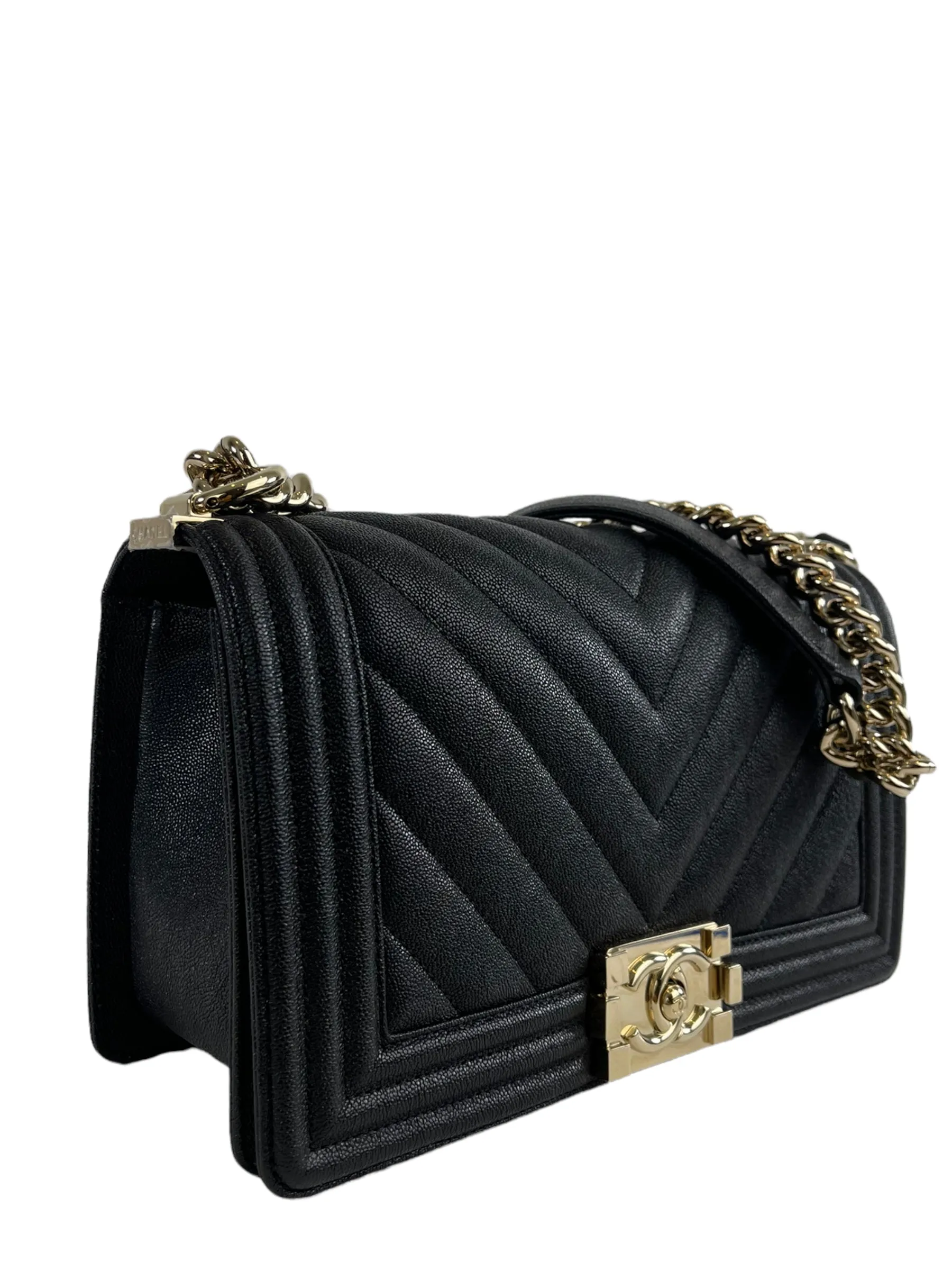 Chanel Black Caviar Leather Boy Flap