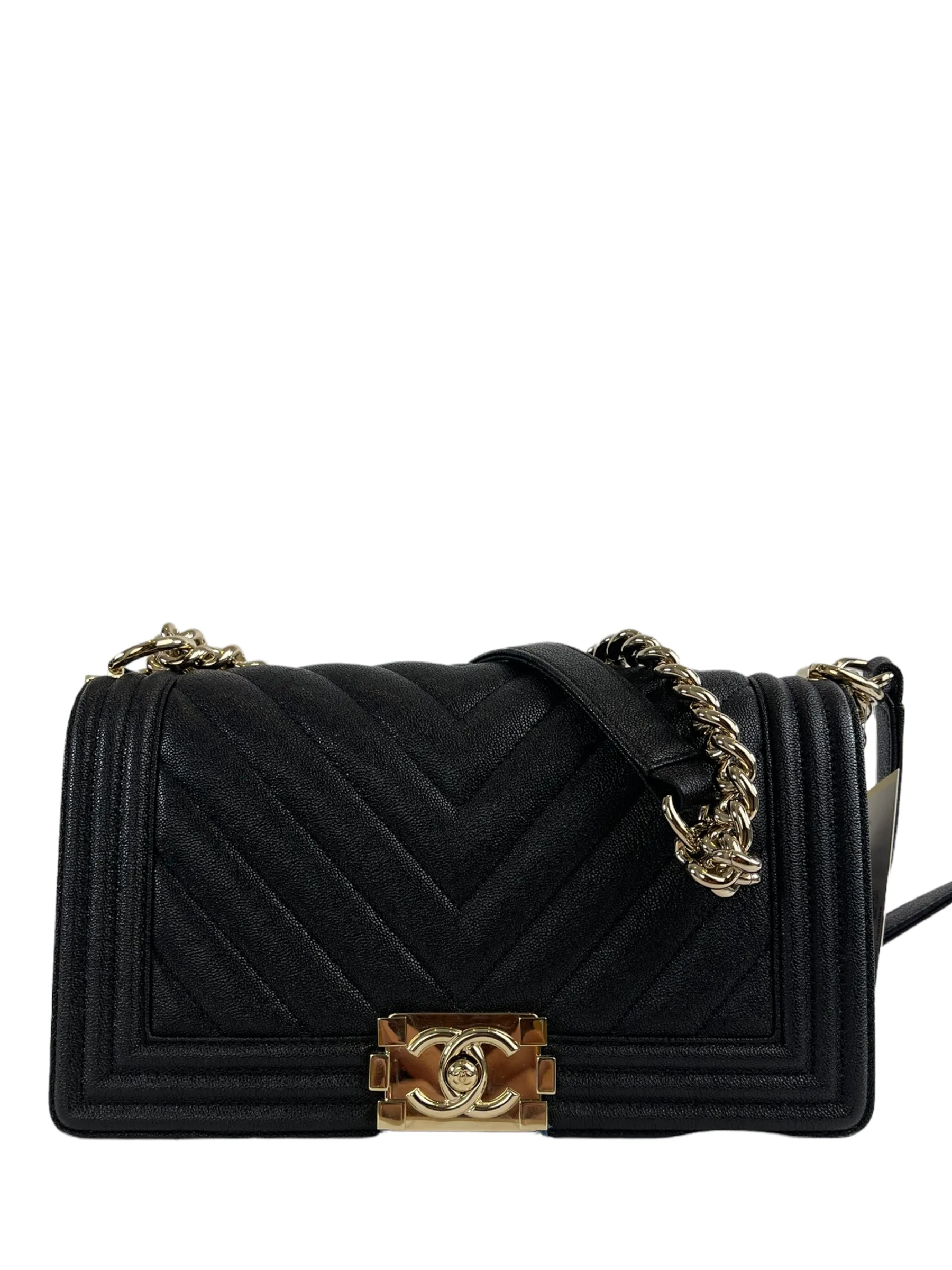 Chanel Black Caviar Leather Boy Flap