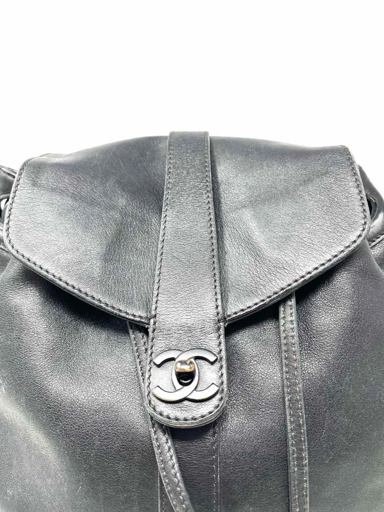 Chanel Black Drawstring Leather AS IS Designer BackPack