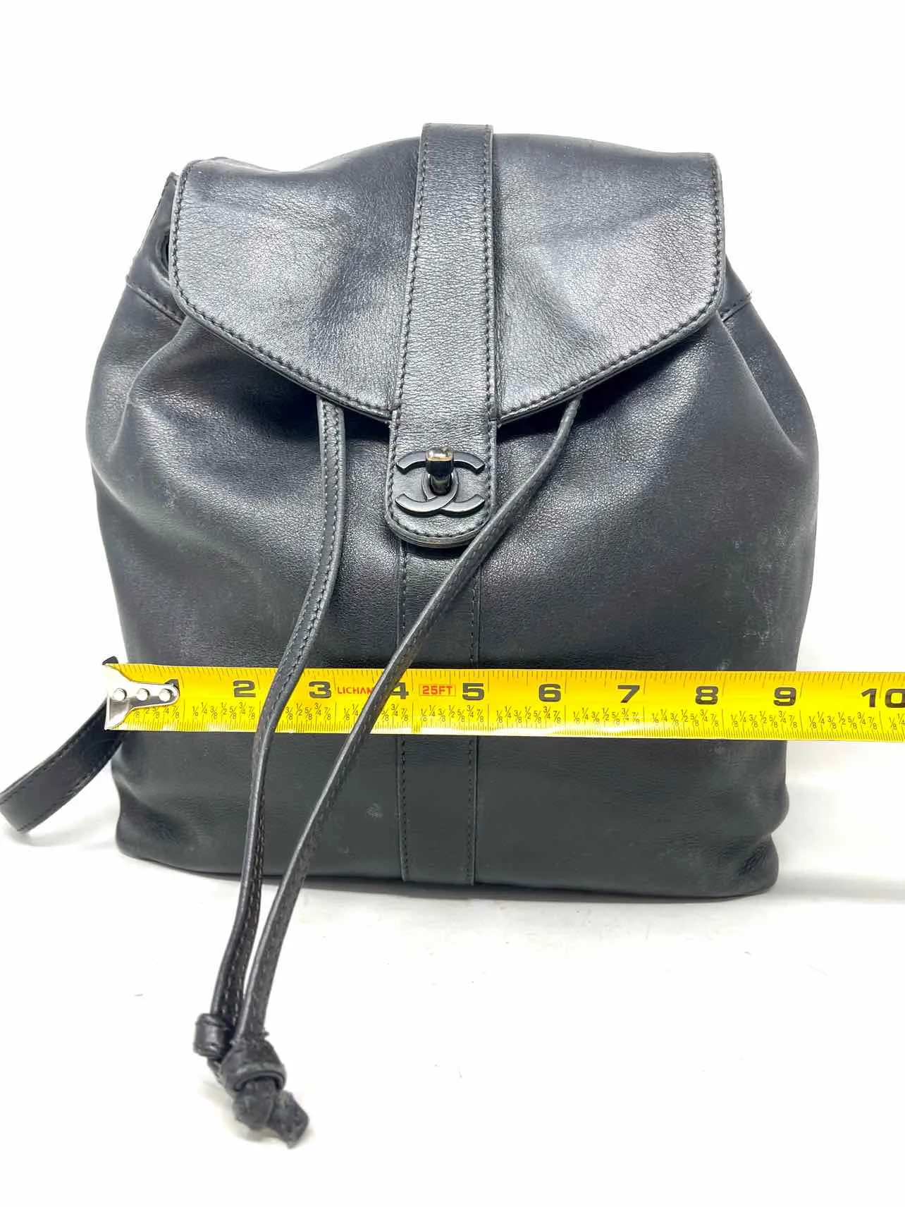 Chanel Black Drawstring Leather AS IS Designer BackPack