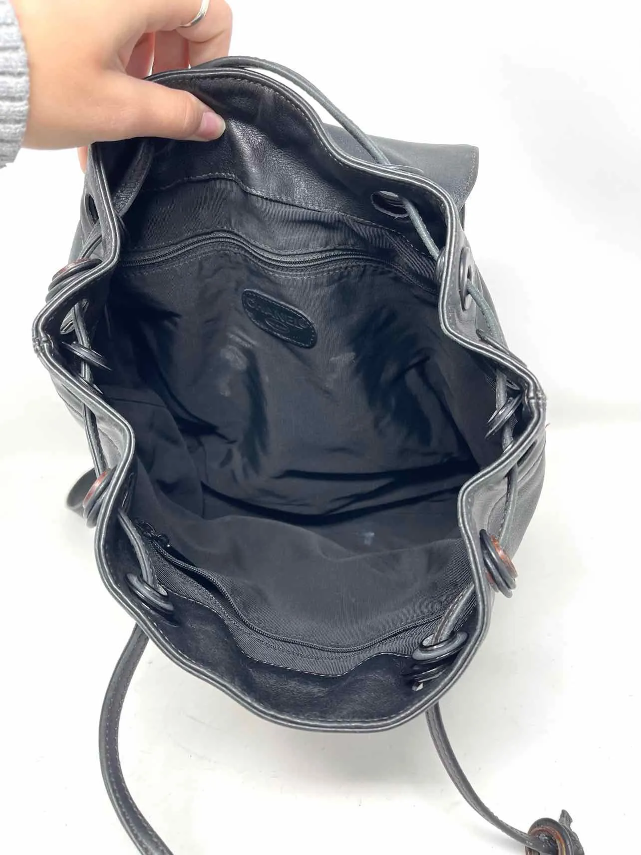 Chanel Black Drawstring Leather AS IS Designer BackPack