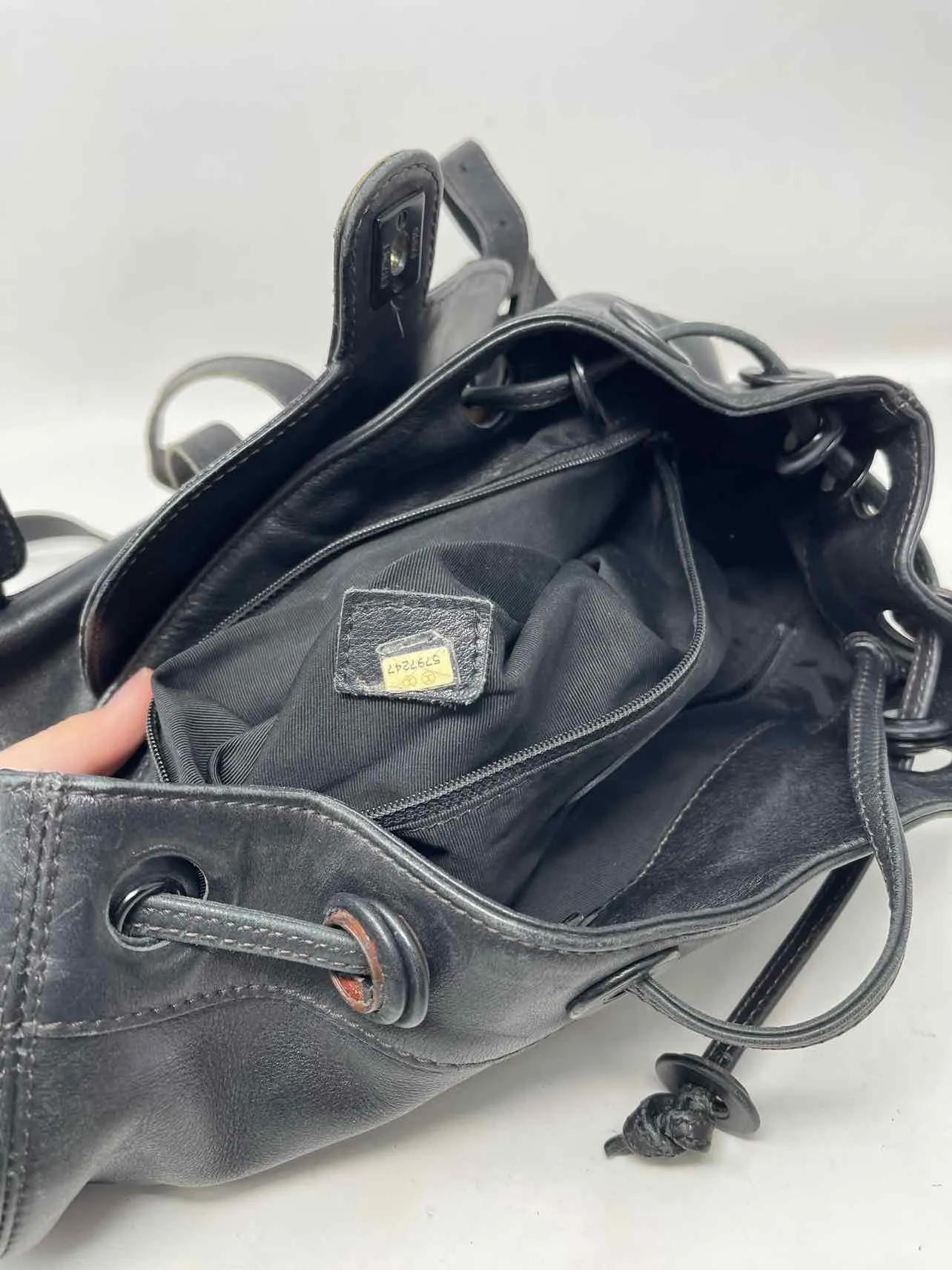 Chanel Black Drawstring Leather AS IS Designer BackPack