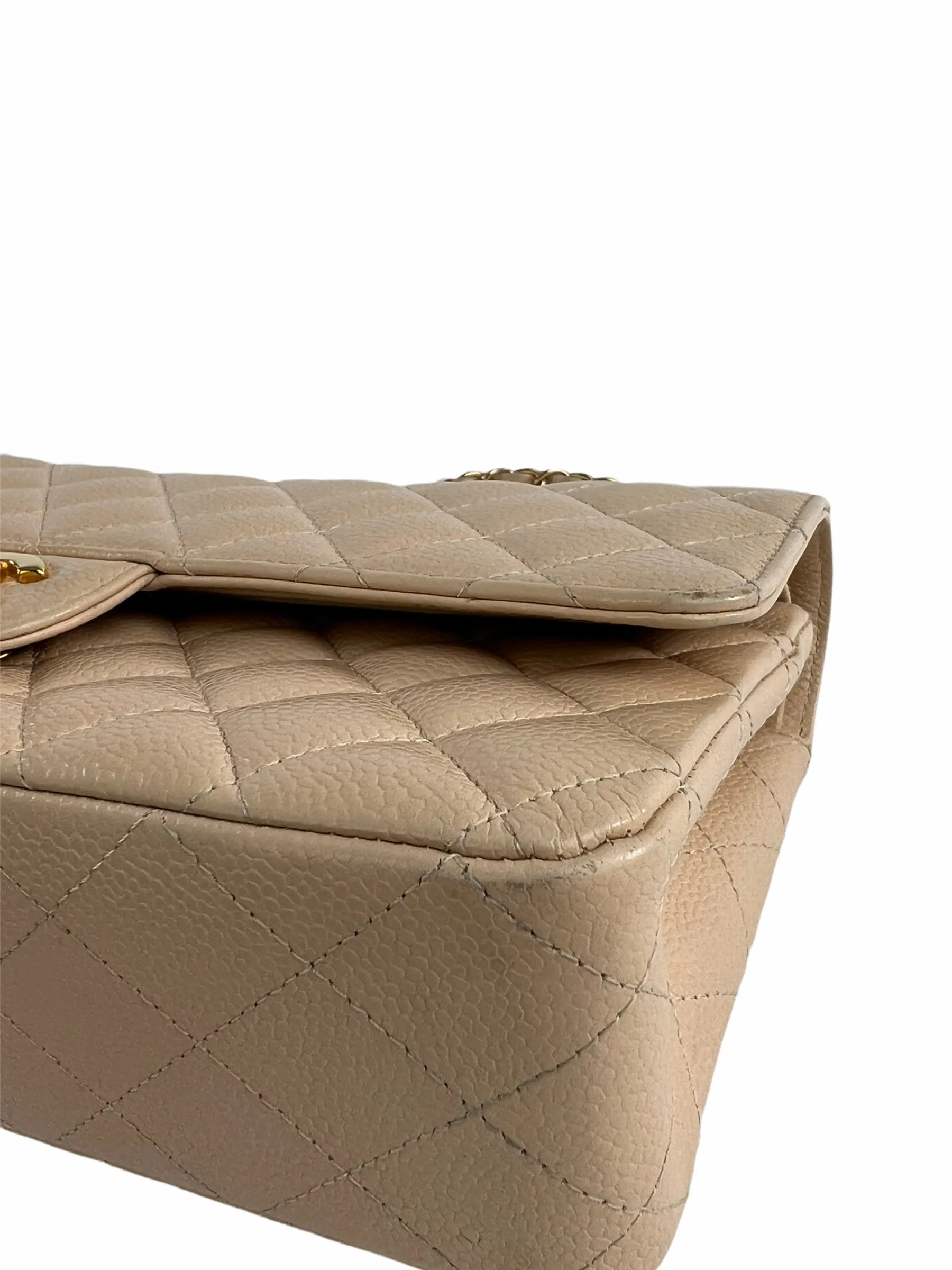 Chanel Cream Caviar Leather Medium Classic Double Flap