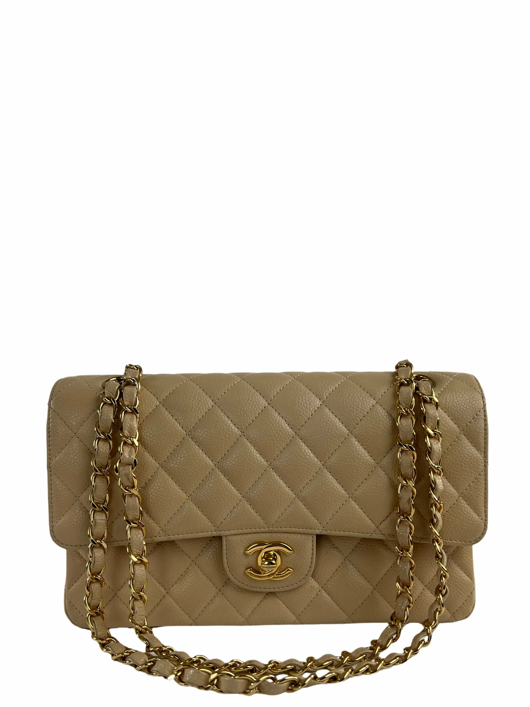 Chanel Cream Caviar Leather Medium Classic Double Flap