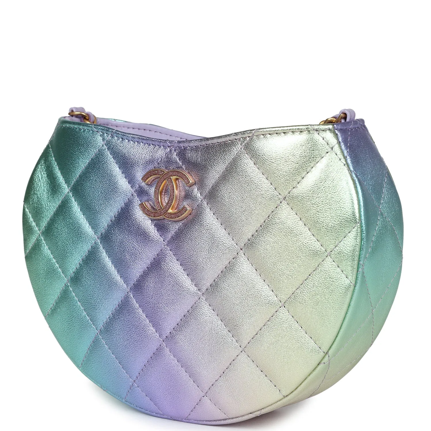 Chanel Mini Hobo Bag Rainbow Metallic Lambskin Antique Gold Hardware