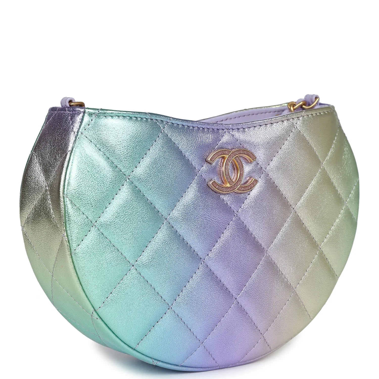 Chanel Mini Hobo Bag Rainbow Metallic Lambskin Antique Gold Hardware