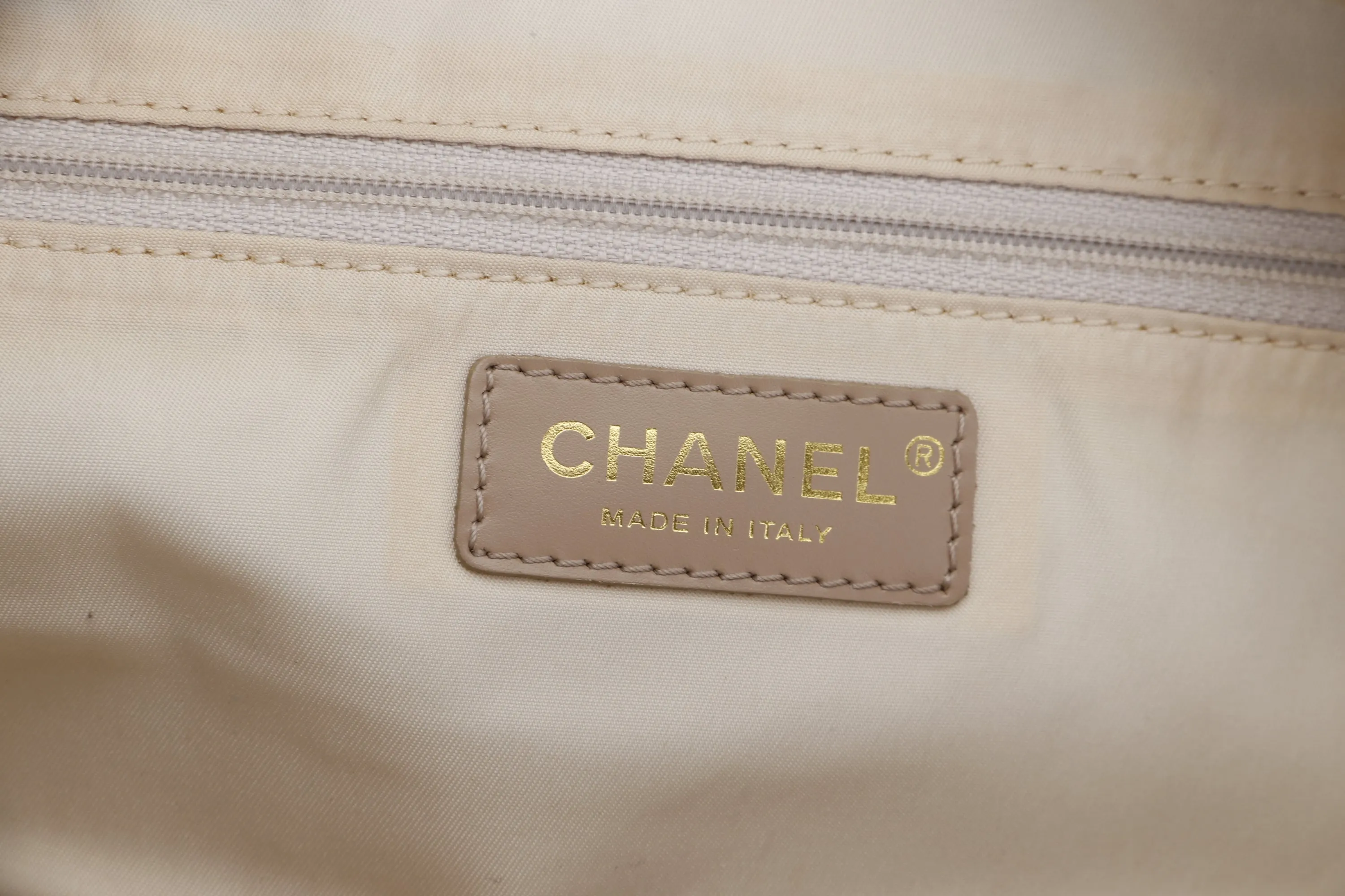 CHANEL TRAVEL LINE BOSTON HANDBAG 34 (1051xxxx) BEIGE COLOR, GOLD HARDWARE, NO CARD & DUST COVER