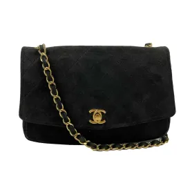 CHANEL - Vintage Suede Medium Flap Bag Chain CC Turnlock Crossbody