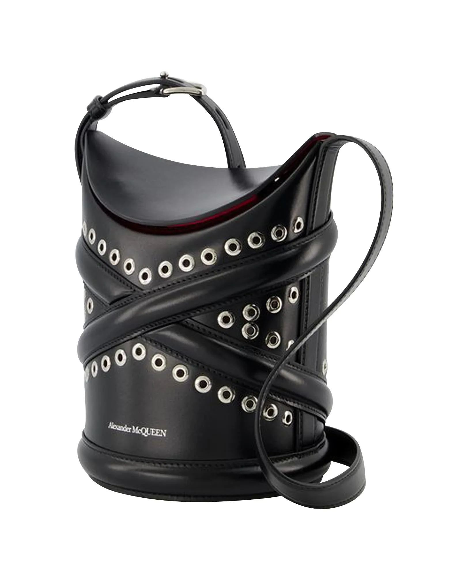 Classic Black Leather Hobo Bag with Metallic Eyelets