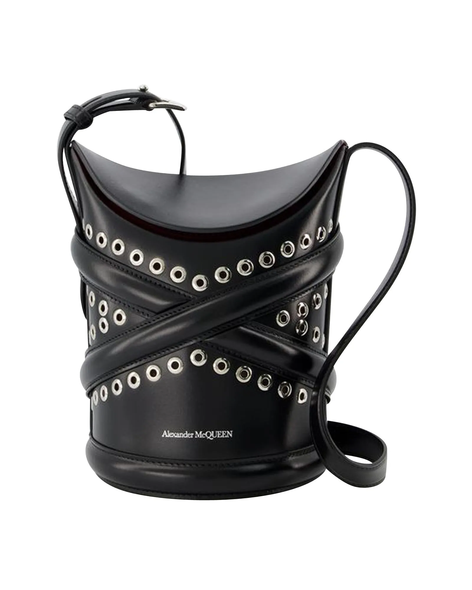 Classic Black Leather Hobo Bag with Metallic Eyelets