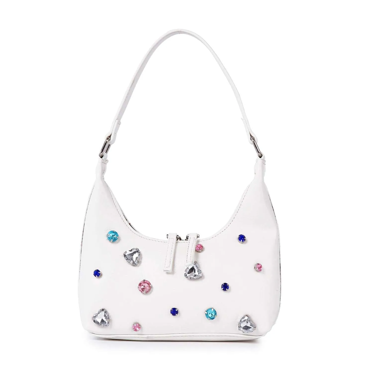 Colorful Rhinestone Accented Hobo Bag