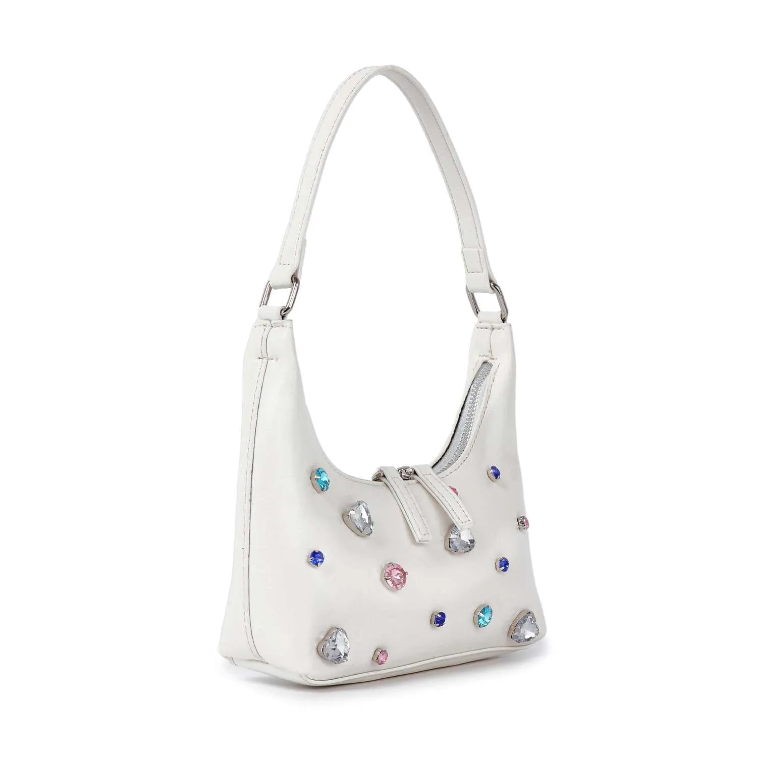 Colorful Rhinestone Accented Hobo Bag