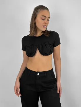 Crew Neck Cropped Underwire Tee