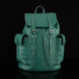 Crocodile Leather Backpack Dark Green