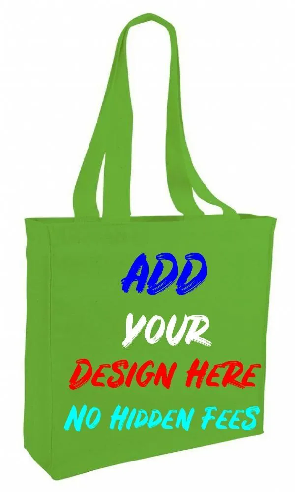 CUSTOM CHEAP CANVAS TOTE BAG / BOOK BAG WITH GUSSET