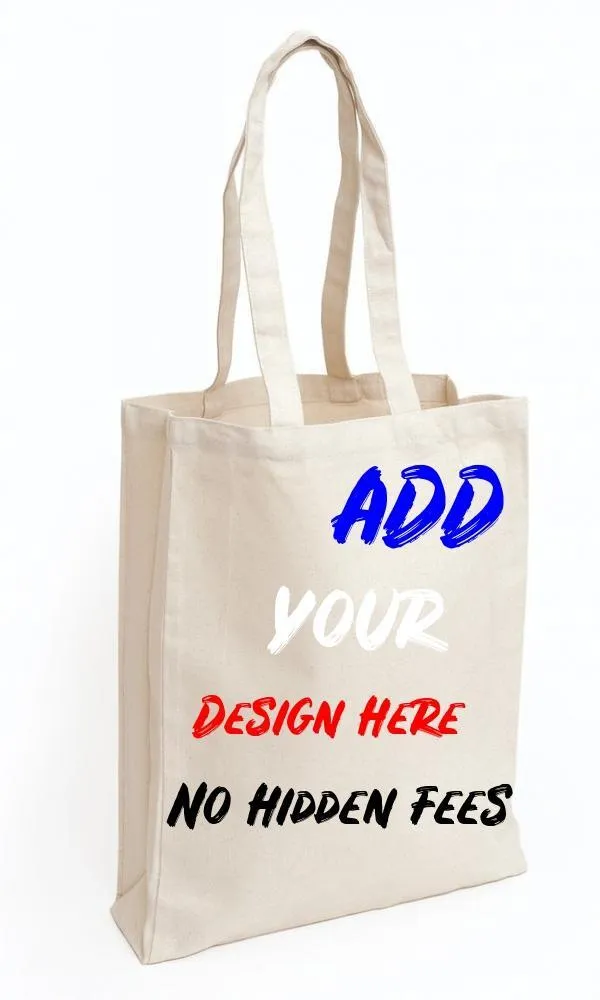 CUSTOM CHEAP CANVAS TOTE BAG / BOOK BAG WITH GUSSET