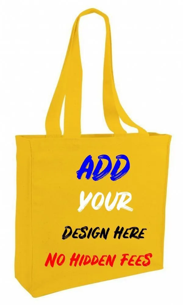 CUSTOM CHEAP CANVAS TOTE BAG / BOOK BAG WITH GUSSET