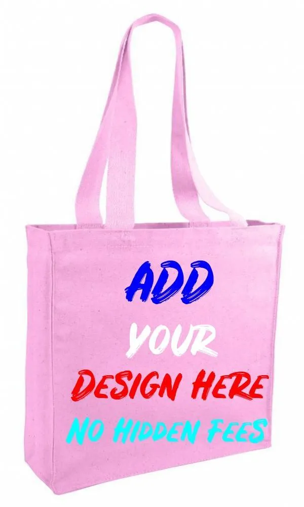 CUSTOM CHEAP CANVAS TOTE BAG / BOOK BAG WITH GUSSET