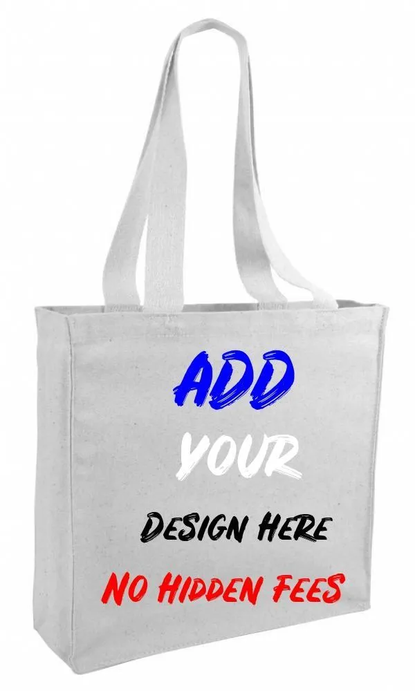 CUSTOM CHEAP CANVAS TOTE BAG / BOOK BAG WITH GUSSET