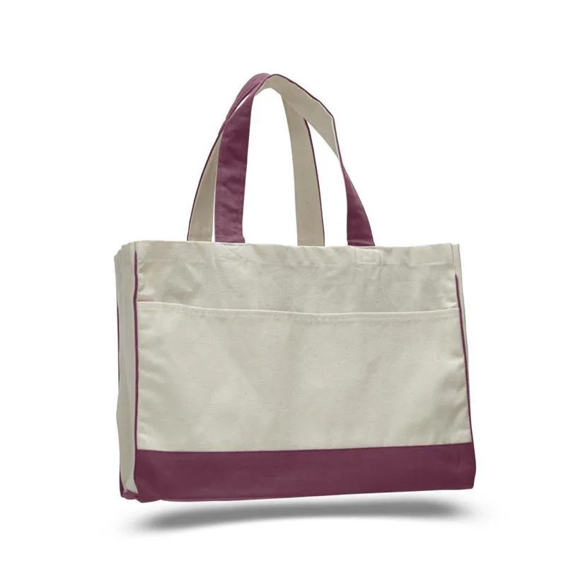 CUSTOM COTTON CANVAS TOTE BAG WITH INSIDE ZIPPER POCKET