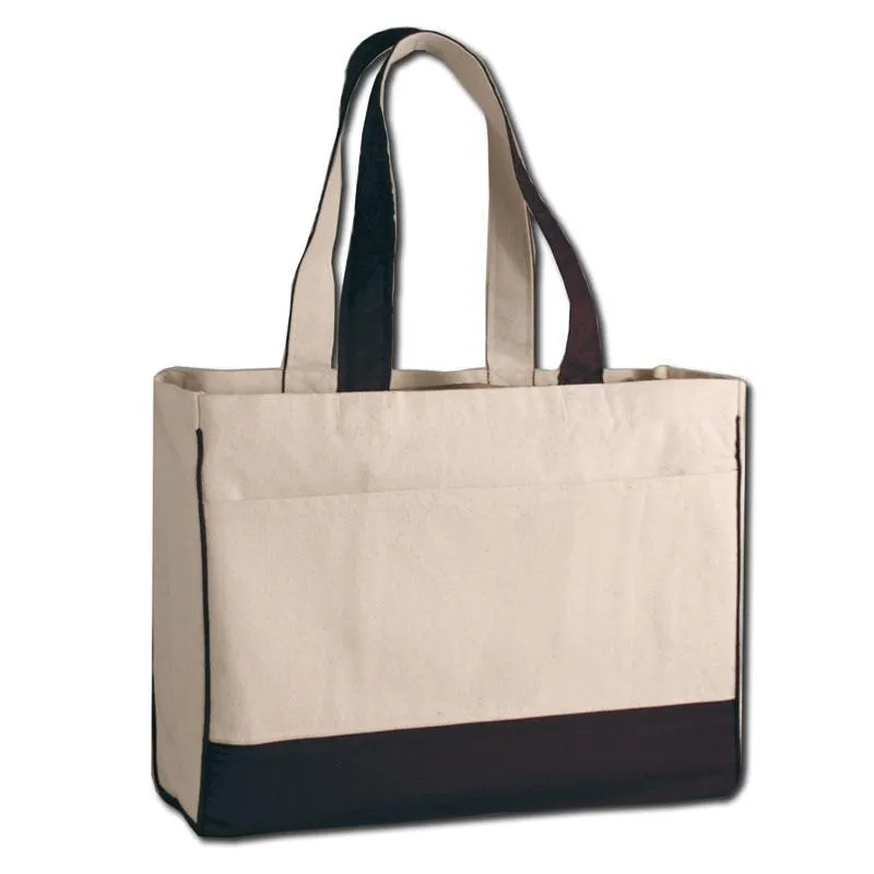 CUSTOM COTTON CANVAS TOTE BAG WITH INSIDE ZIPPER POCKET