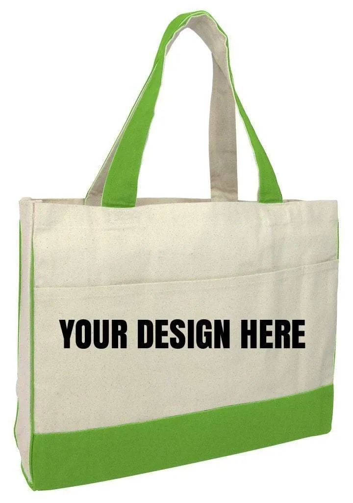 CUSTOM COTTON CANVAS TOTE BAG WITH INSIDE ZIPPER POCKET