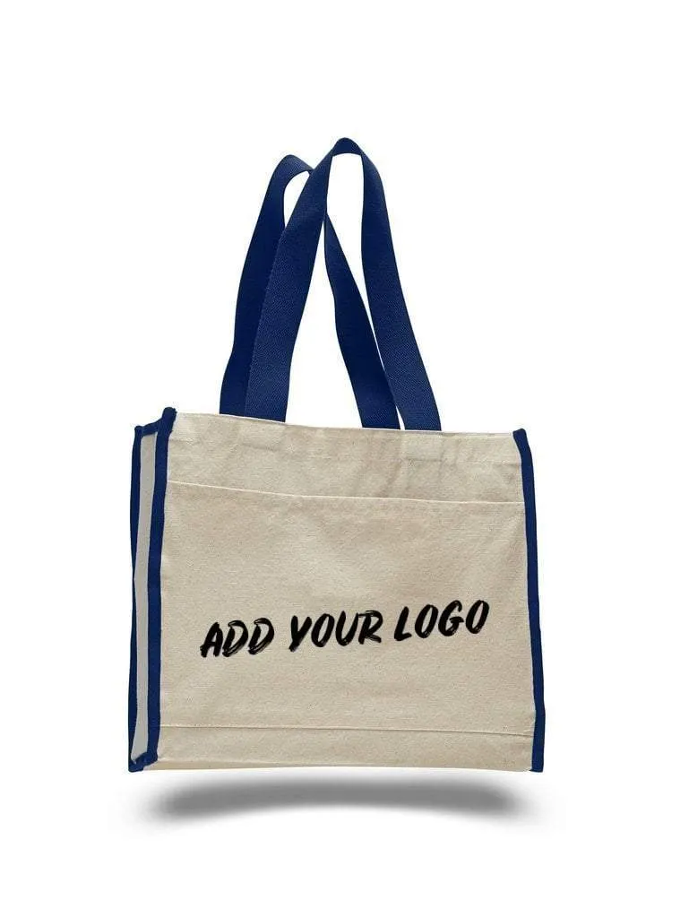 CUSTOM HEAVY CANVAS TOTE BAG WITH COLORED TRIM