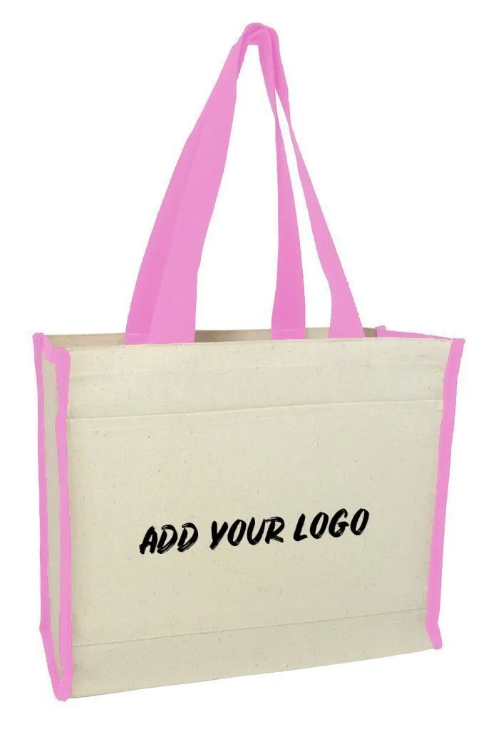 CUSTOM HEAVY CANVAS TOTE BAG WITH COLORED TRIM